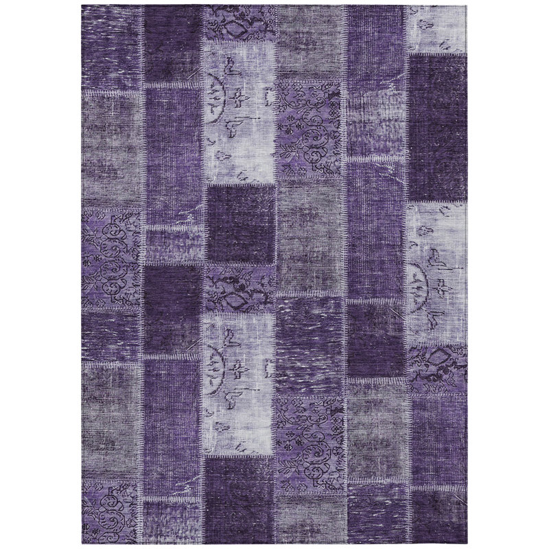 Tapis intérieur lavable 9 pi x 12 pi mauve aubergine et lavande