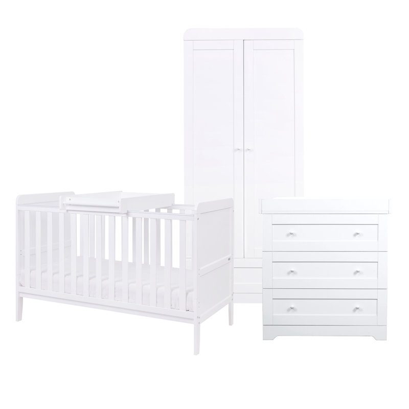 Rio Cot Bed 4-Piece Nursery Furniture Set, White