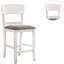 2 chaises de hauteur comptoir de style moderne - Bois massif blanc avec siège rembourré en tissu gris contemporain