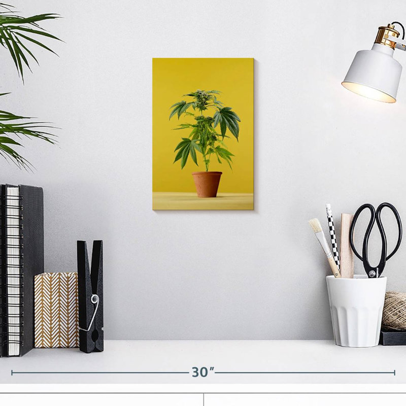 Marijuana Plant In Pot, 12" H x 8" W