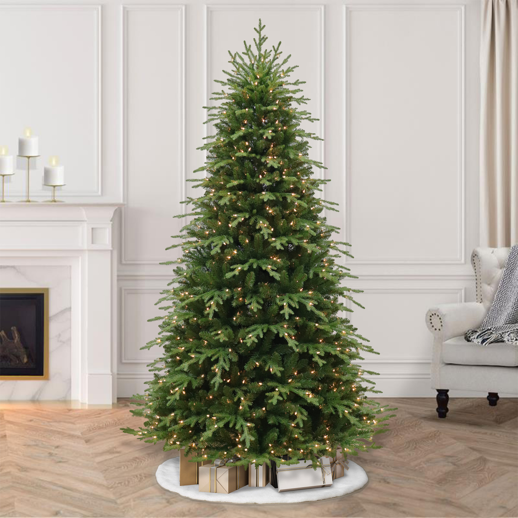 90' Lighted Artificial Fir Christmas Tree