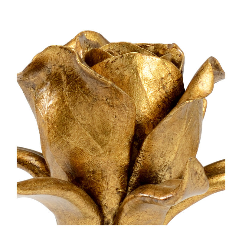 Sculpture rose sur support, Doré
