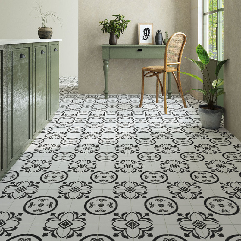 Santorini Memory 6X6 Pattern 02 Porcelain Wall and Floor Tile, Black