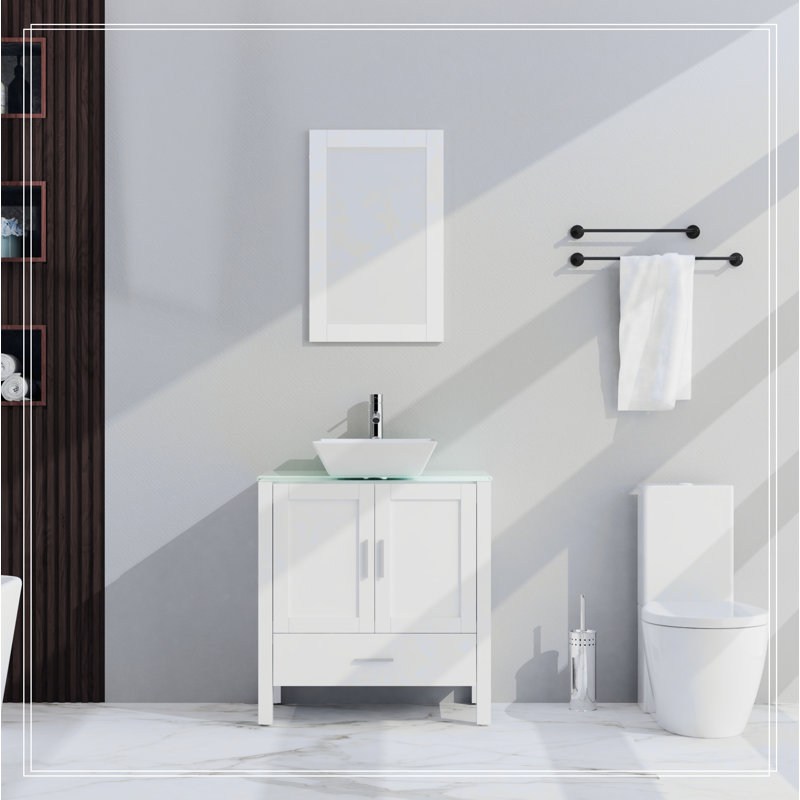 Armoire de meuble-lavabo avec miroir 30 po Goody, Blanc
