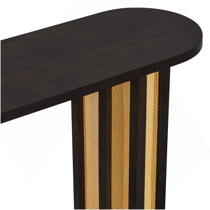 Console d'entrée en rotin de style campagnard, console étroite avec rangement, table de couloir pour le salon, entrée (espresso)