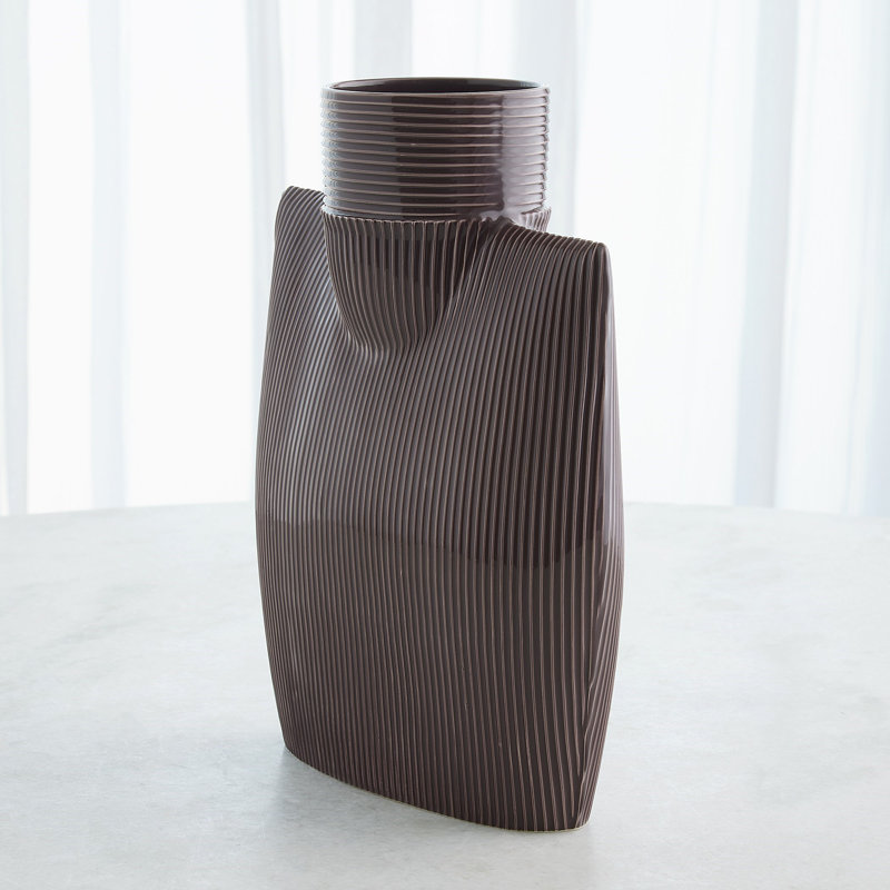 Ribbed Collar Vase-Plum-Sm, 15.25" H x 12.25" W x 5.25 D