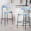 Tabouret de bar confortable à hauteur de comptoir en tissu avec base thermolaquée noire et repose-pieds pour îlots de cuisine et bars