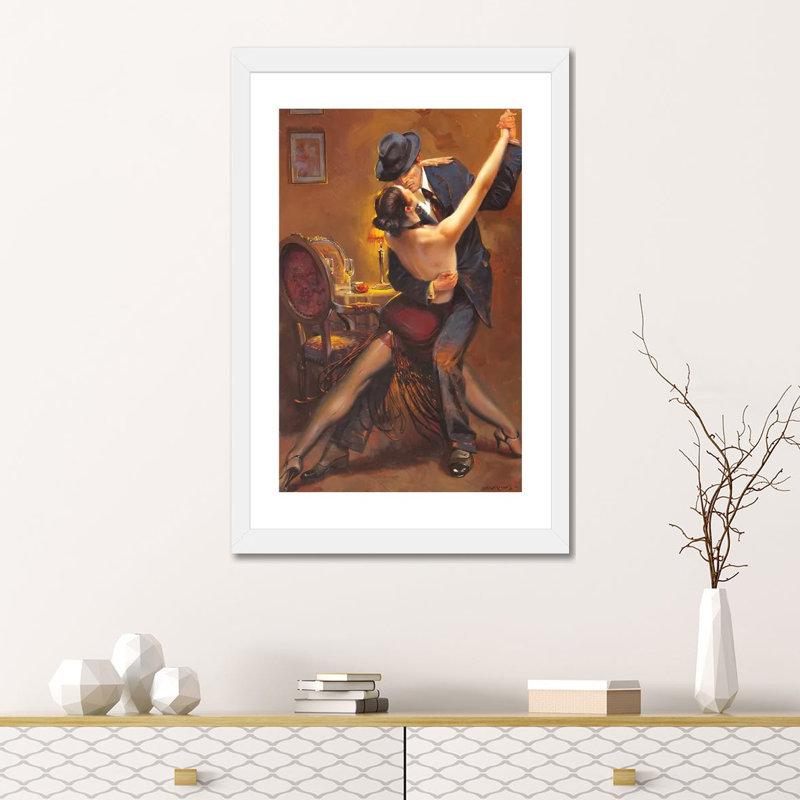 Tango par Maher Morcos - reproduction d'art, H 24 po x l 16 po x P 1 po, Papier blanc, Blanc