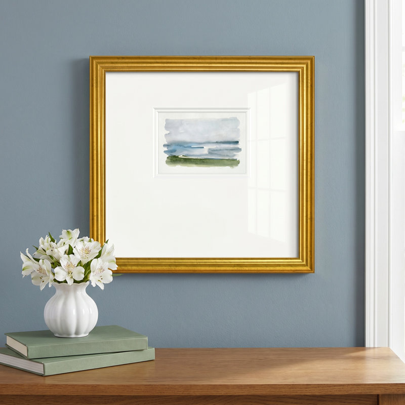 " Coastline Splash II " Painting Print, 17" H x 17" W x 1.25" D, Gold