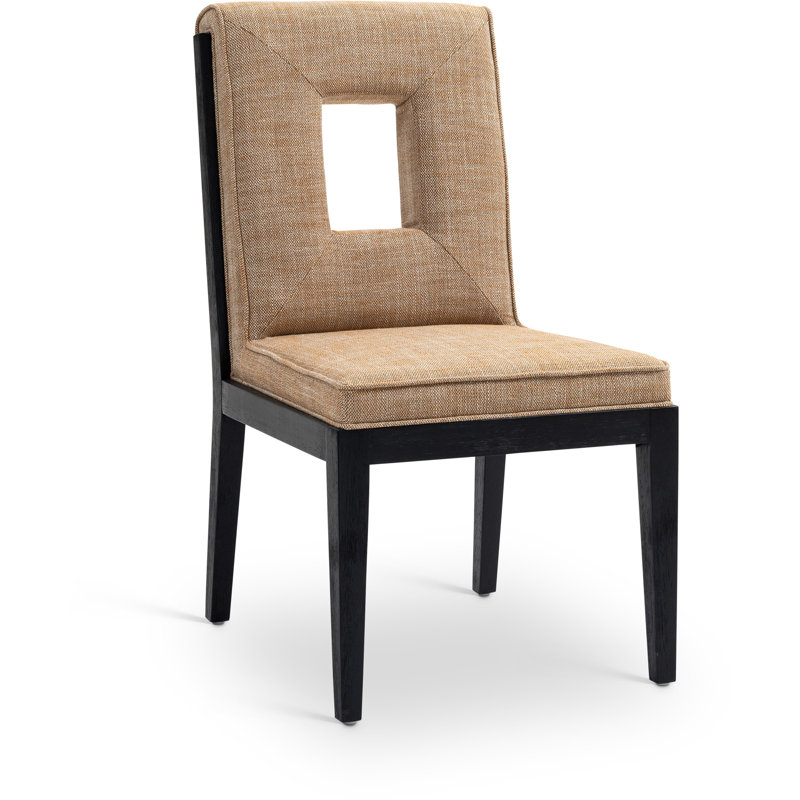 Chaise d'appoint Flore, Tissu cognac lin texturé, Noir