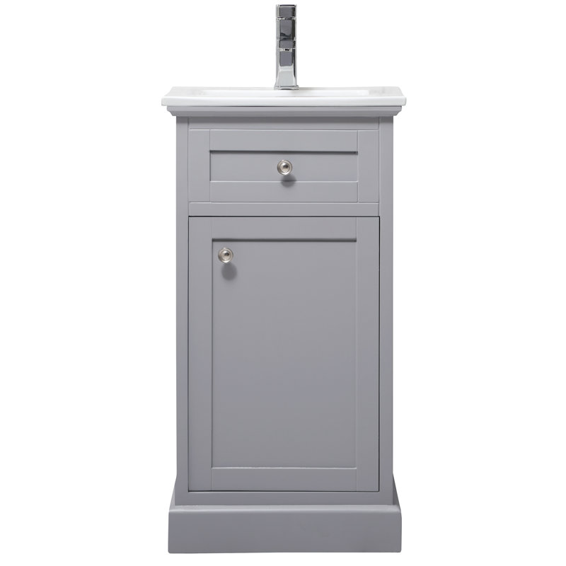 Ameriah 18'' Single Bathroom Vanity with Porcelain Top, Gray