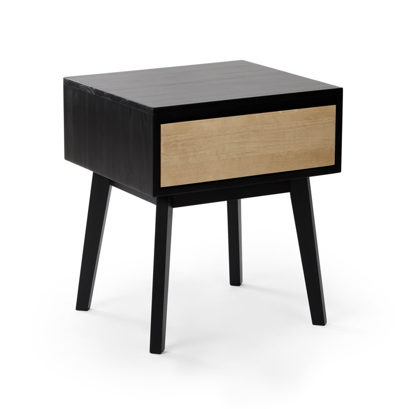  Brubaker Solid Wood Nightstand, Black/Blonde
