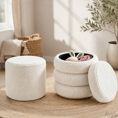 Round Storage Ottoman with Removable Lid