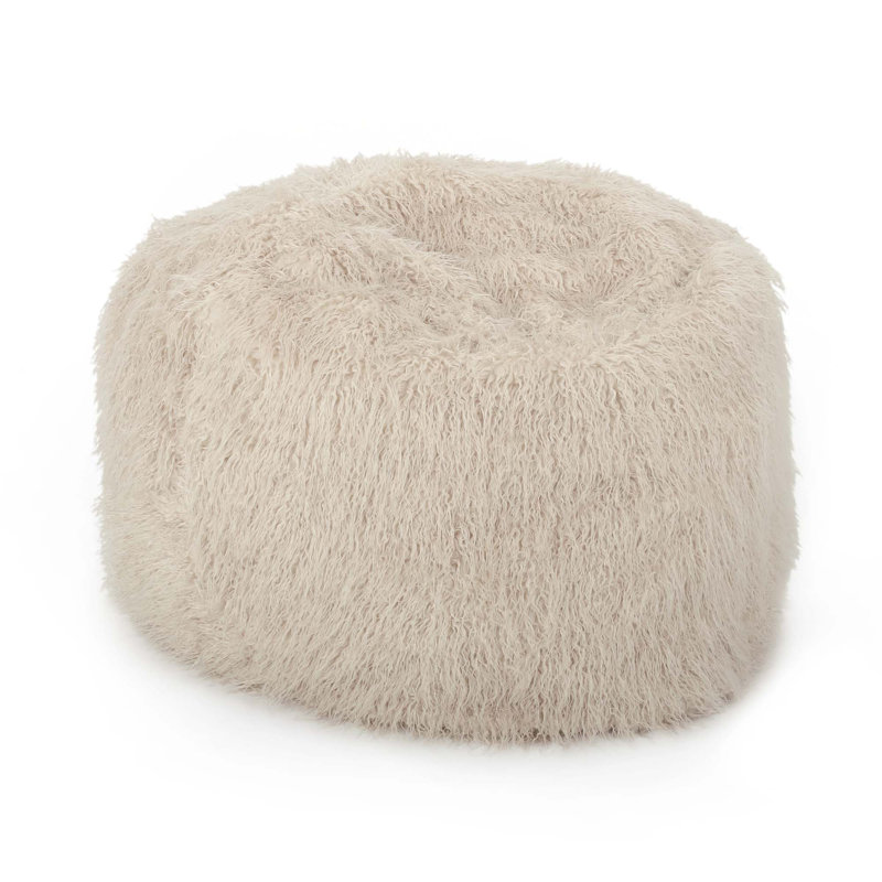 Pouf rond en fausse fourrure 5 pieds, Fausse fourrure taupe