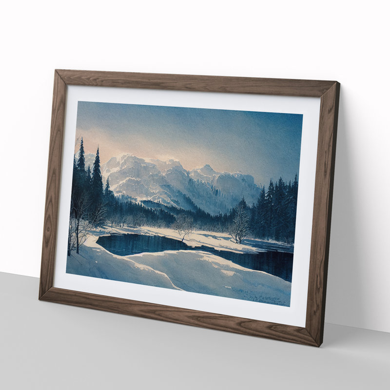 XH1022-10238X Winter Mountain Landscape Vol.1 - Single Picture Frame Painting, 34cm H x 46cm W x 2cm D, Walnut Framed