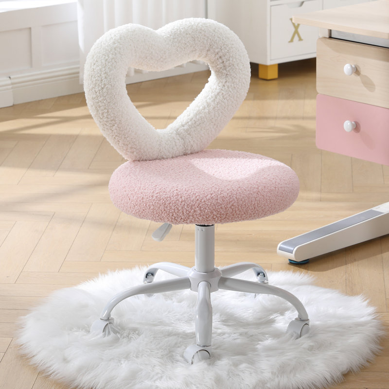 Modern Lovely Heart Shaped Cutout Kids Chair For Kids Room, Study Room And Playroom, Pink Polyester