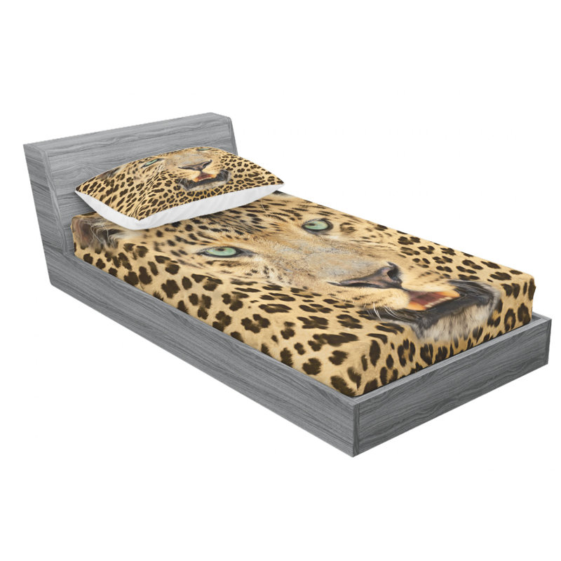 Twin Brown Leopard Print Microfiber Sheet Set