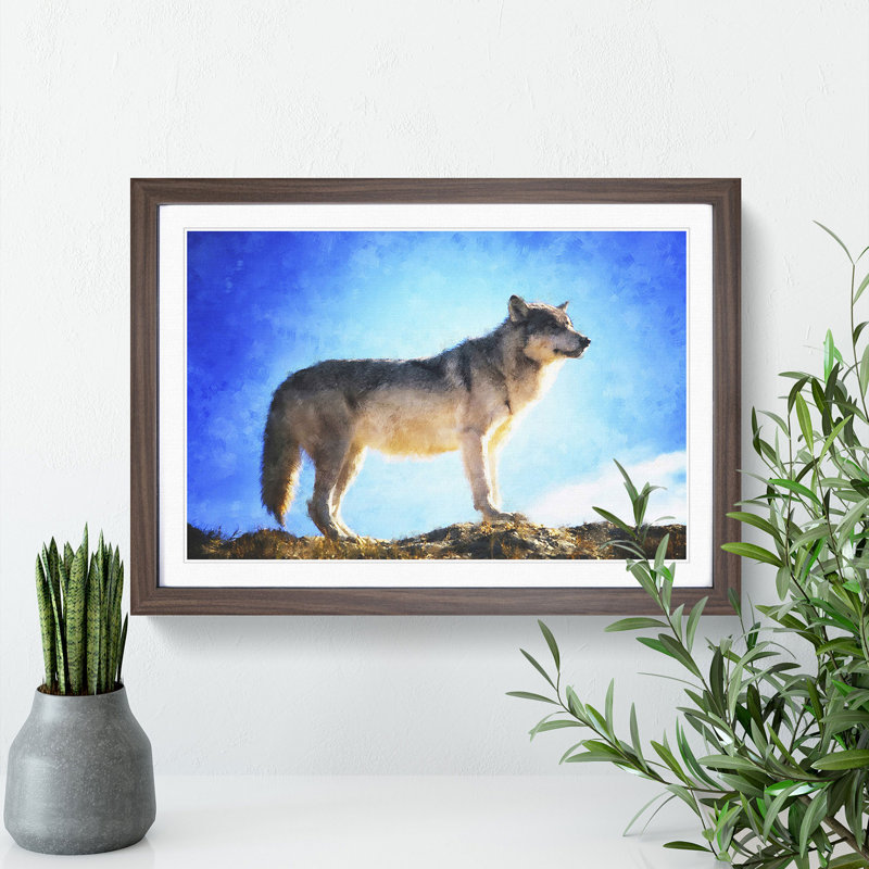 Wolf Vol.1 - Picture Frame Painting, 48cm H x 65cm W x 2cm D, Walnut Framed