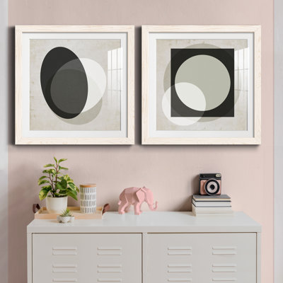 Moderniste Neutre I - ensemble de 2 peintures encadrées