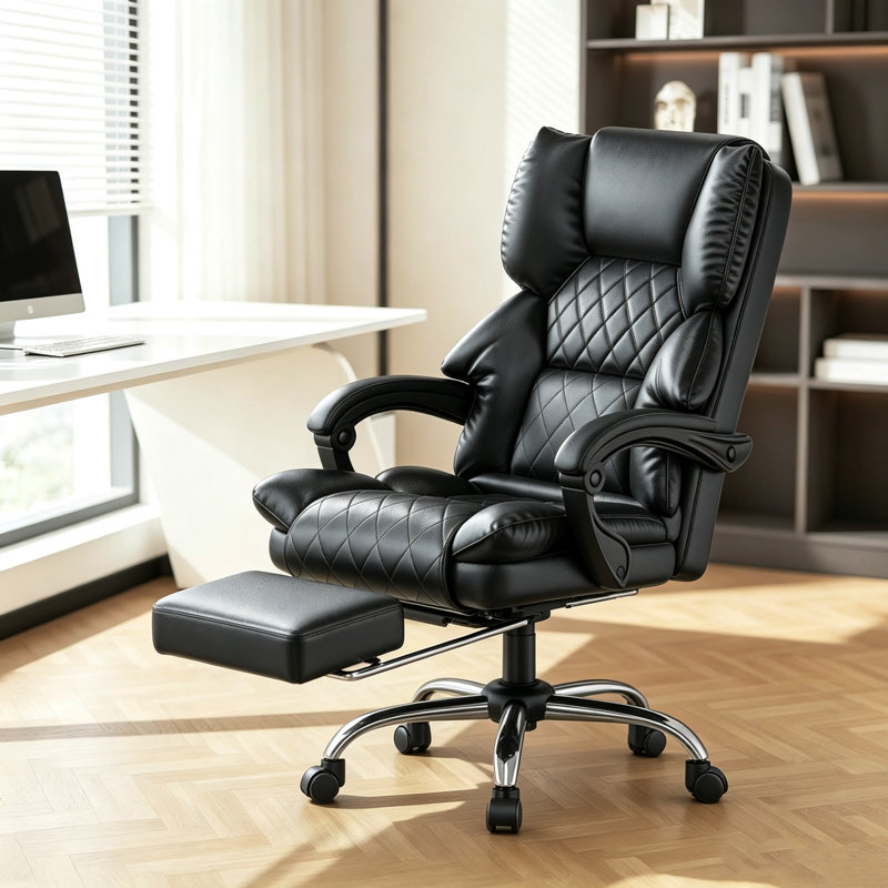 Executive Chair Faux Leather Office Chair, Black