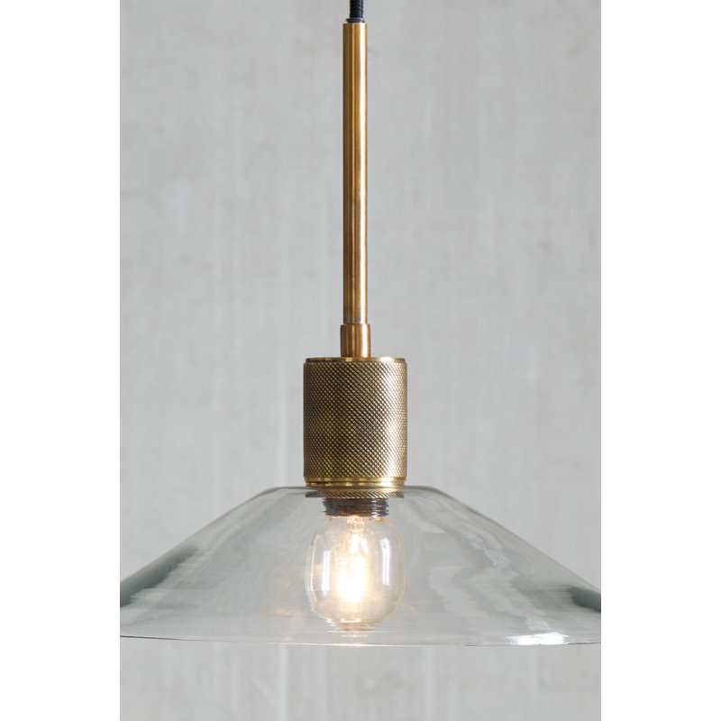 Antiqued Black and Clear Glass Cone Pendant Light