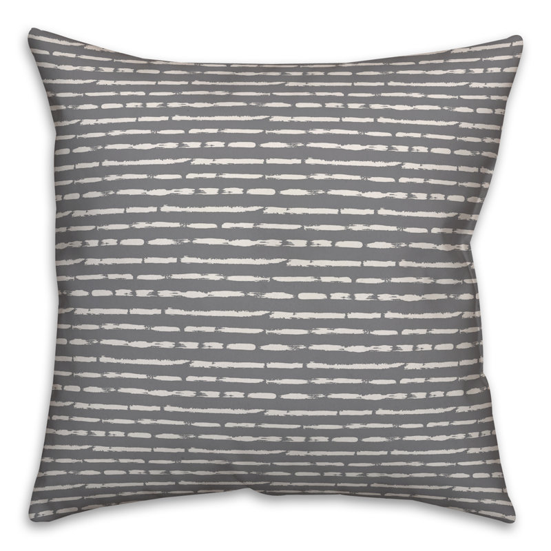 Geometric Throw Pillow, 20" x 20", Gray/White Striped 1