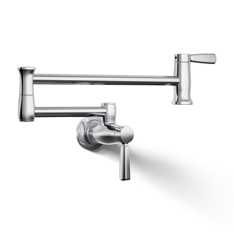 Robinet de remplissage de pot mural, robinet de remplissage de pot de cuisine à bras pivotant, Chrome poli