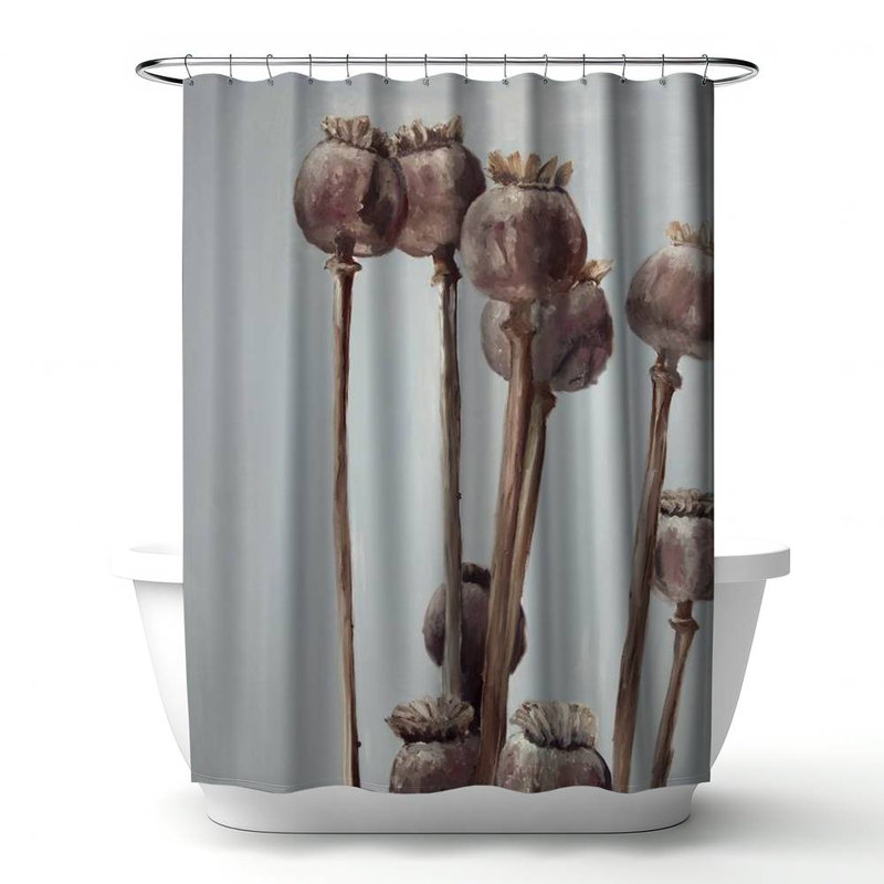 Floral – Polyester Shower Curtain, Dye Sublimation Print, 71" W × 74" L
