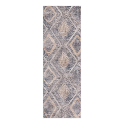  Tapis géométrique gris / bleu