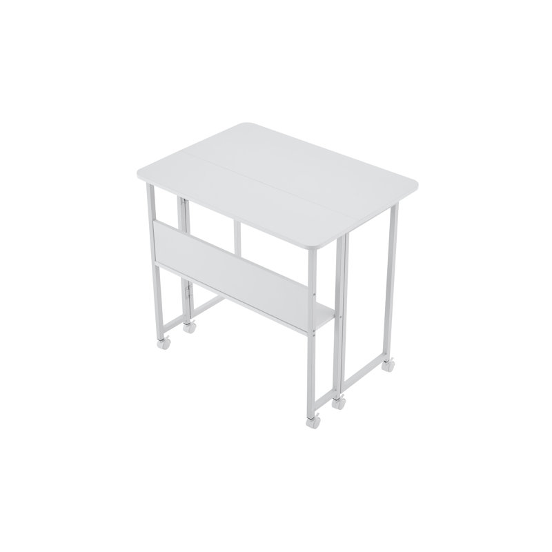 Bureau d'écriture pliable avec plateau en bois et roues Widner