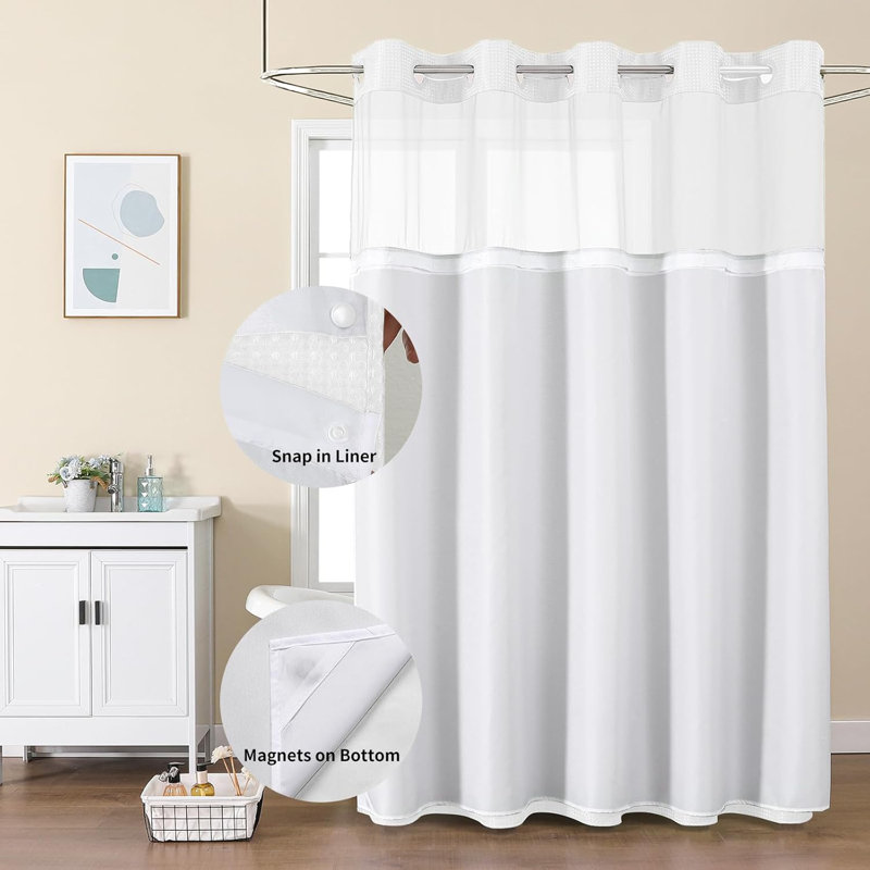 Rideau de douche No Hook Waffle, Blanc