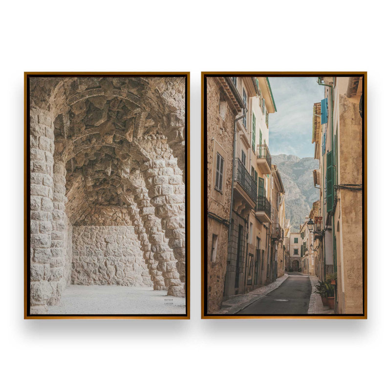 Timeless Pathway, ensemble de 2, reproduction sur toile, Cadre flottant doré poli, H 30,75 po x l 20,75 po