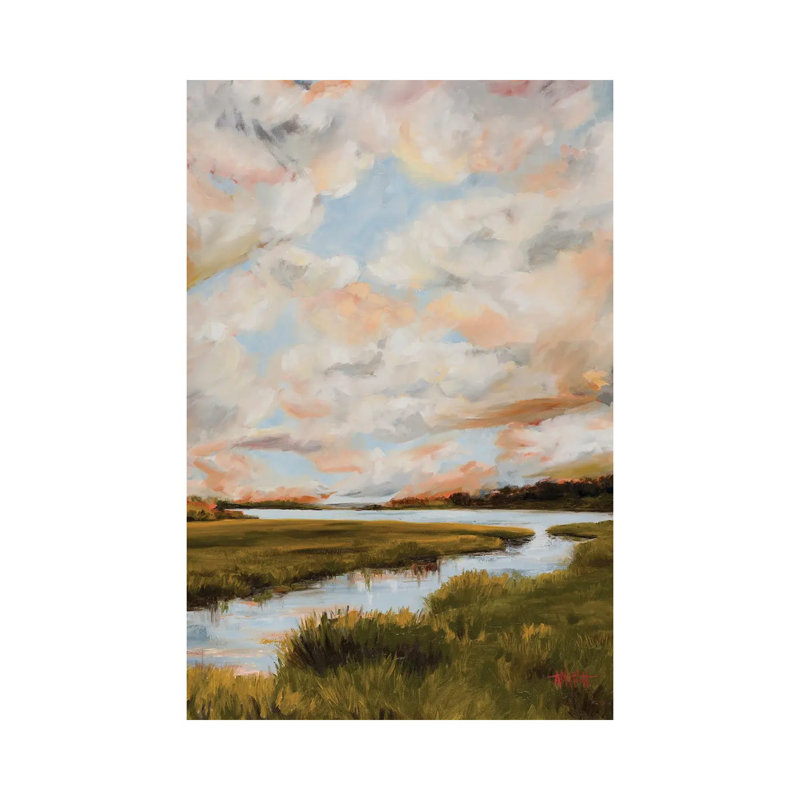 Warm Clouds Over The Marsh by April Moffatt iCanvas, 60" H x 40" W x 1.5" D, Wrapped Canvas