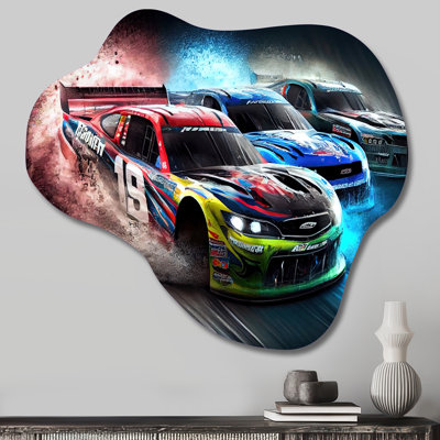 Décoration murale en métal irrégulière American Stock Car Racing V - Cars Race Car Cloud