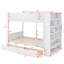 Lit superposé avec bibliothèque de rangement, structure en bois, 2 tiroirs et armoire à plusieurs niveaux-114328266-114328268