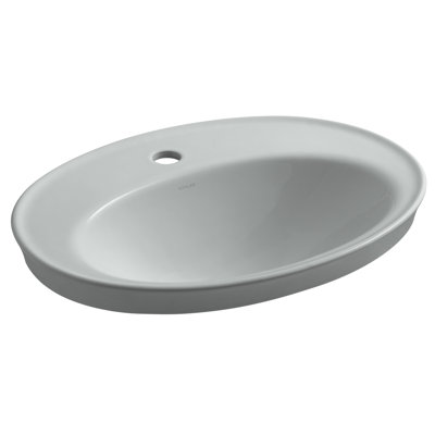 Serif Ceramic Oval Drop-In Bathroom Sink with Overflow