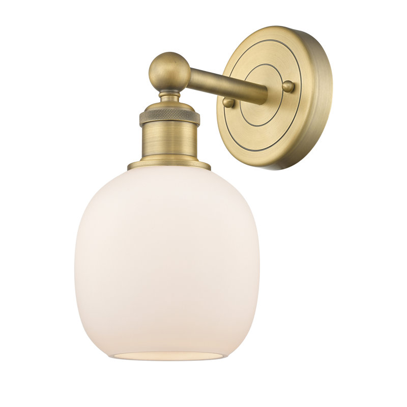 Cheraw Armed Sconce, Matte White, Brushed Brass