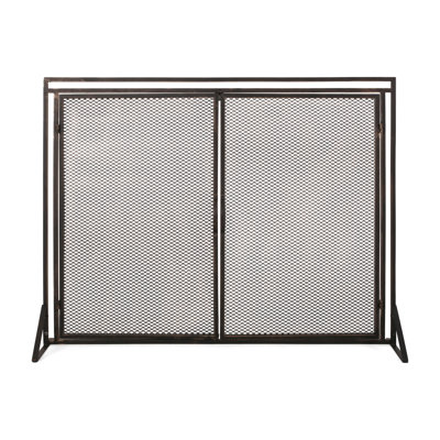 Modern Iron Fireplace Screen, Matte - 39.04"W X 31.27"H, Space Enhancer Stylish Screen Trendsetting Design