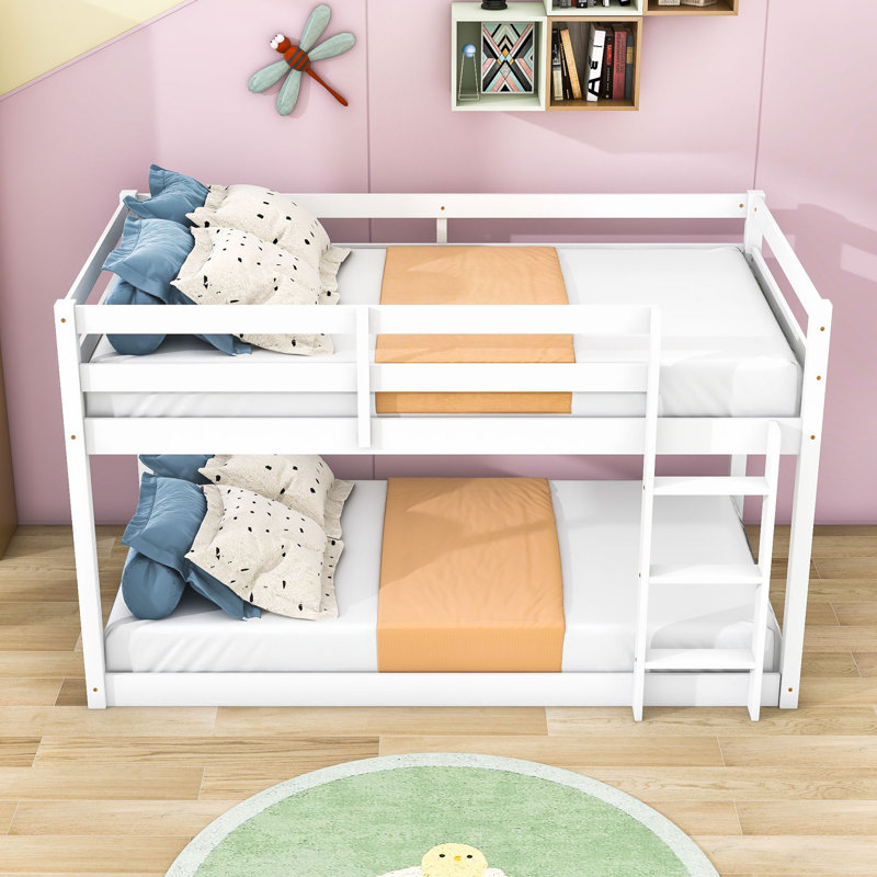 Gibram Kids Twin Over Twin Bunk Bed, White