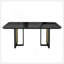 Table de salle à manger moderne 6 places avec accents dorés, noir