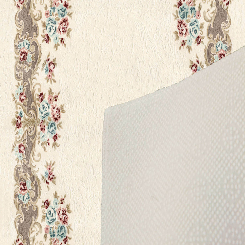 Tapis oriental beige en polyester tissé à plat Leisha, Rectangle 5 pi 11 po x 9 pi 2 po