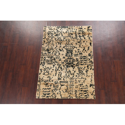 Tapis unique en jute noué à la main 3 pi 11 po x 5 pi 10 po New Age
