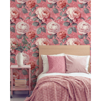 Romantic Peony Wallpaper Pink Floral Peel and Stick Roll