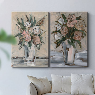 Neutral & Peach Arrangement I-Premium Gallery Wrapped Canvas -Ready to Hang