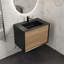Danyall 30 po L x 19 po P 2 tiroirs Meuble-lavabo avec évier simple et Comptoir en Quartz noir d'ingénierie