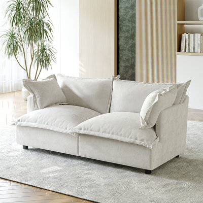 2 - Piece Upholstered Modular Plush Chenille Cloud Sofa – Oversized Cushion Lounge Sofa