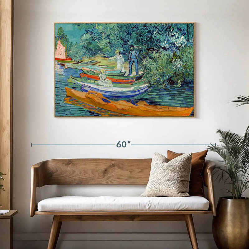 Rive de l'Oise à Auvers, Cadre flottant en bois naturel, 46 po x 31 po