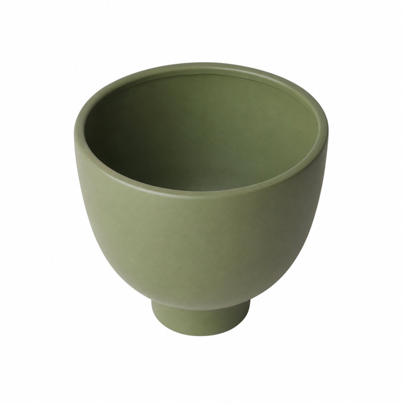 Cole and Grey Ceramic Green Large Decorative Bowl with Elevated Base, Green