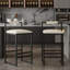 2 îlots de cuisine modernes en similicuir beige avec structure métallique, recouverts de cuir PU - Style robuste.