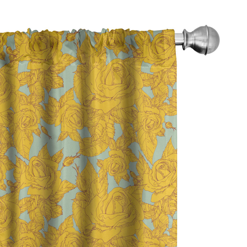 Braylene Botanical Mixed Semi-Sheer Rod Pocket Curtain Panels, 28" x 95"